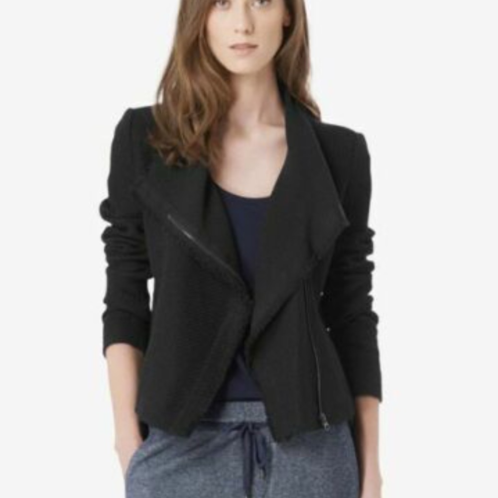 Vince asymmetrical textured jacket w/ frayed edges